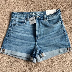 American Eagle Outfitters Stretch Blue Jean Shorts High-Waisted Cuff